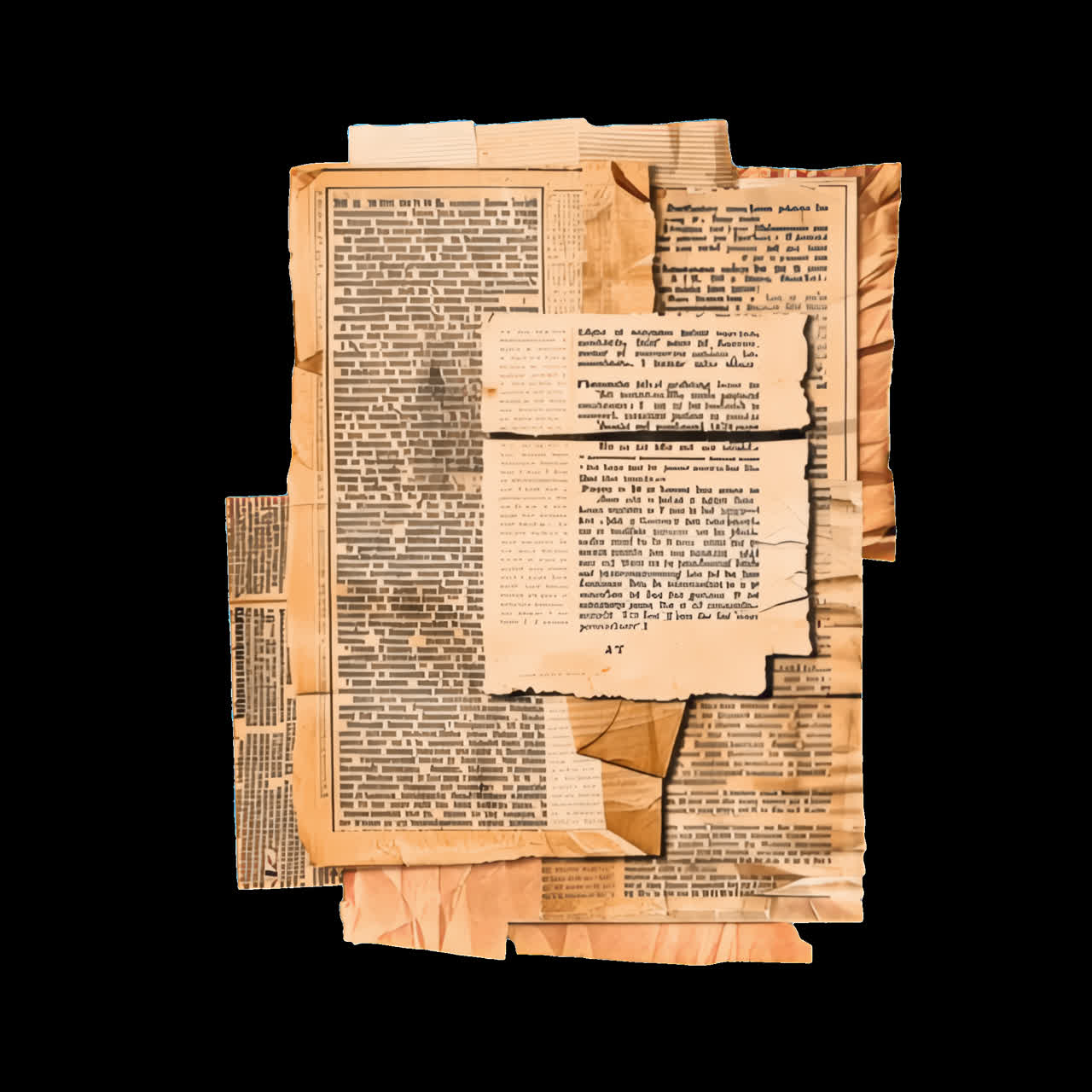 Vintage paper collage art animation isolated asset, transparent 4K video, alpha channel, ProRes 4444