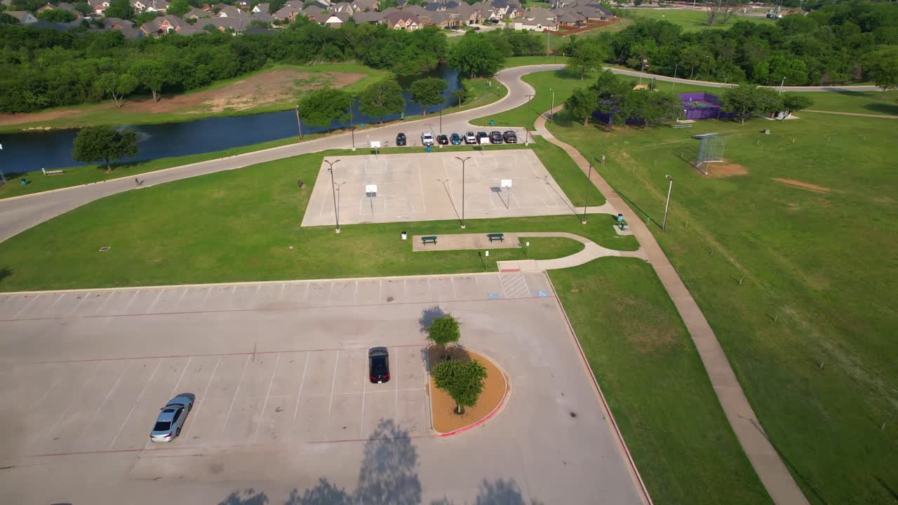 Aerial footage of Bear Creek Park in Keller Texas