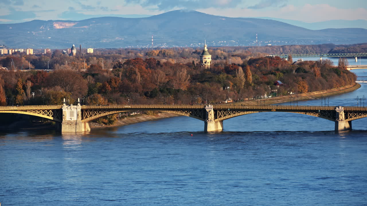 Margaret bridge at sunset in Budapest, Hungary