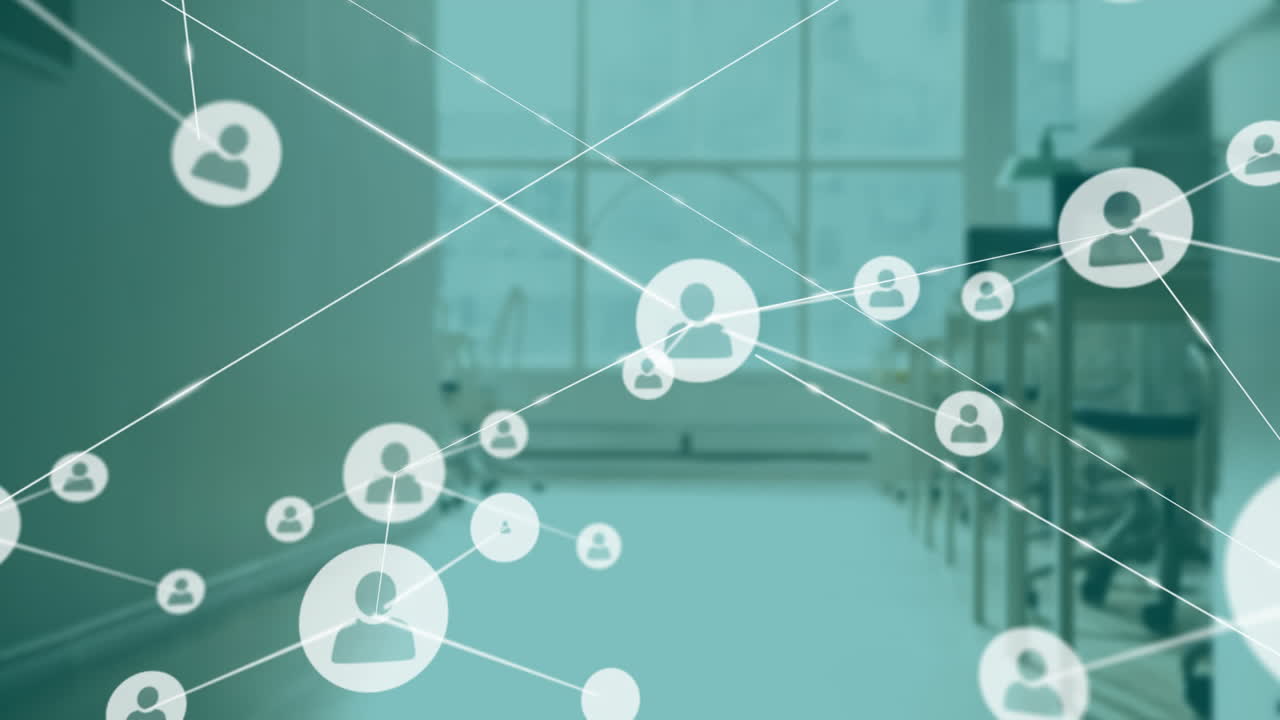 사무실에서 사람들과의 연결 네트워크의 애니메이션 아이콘