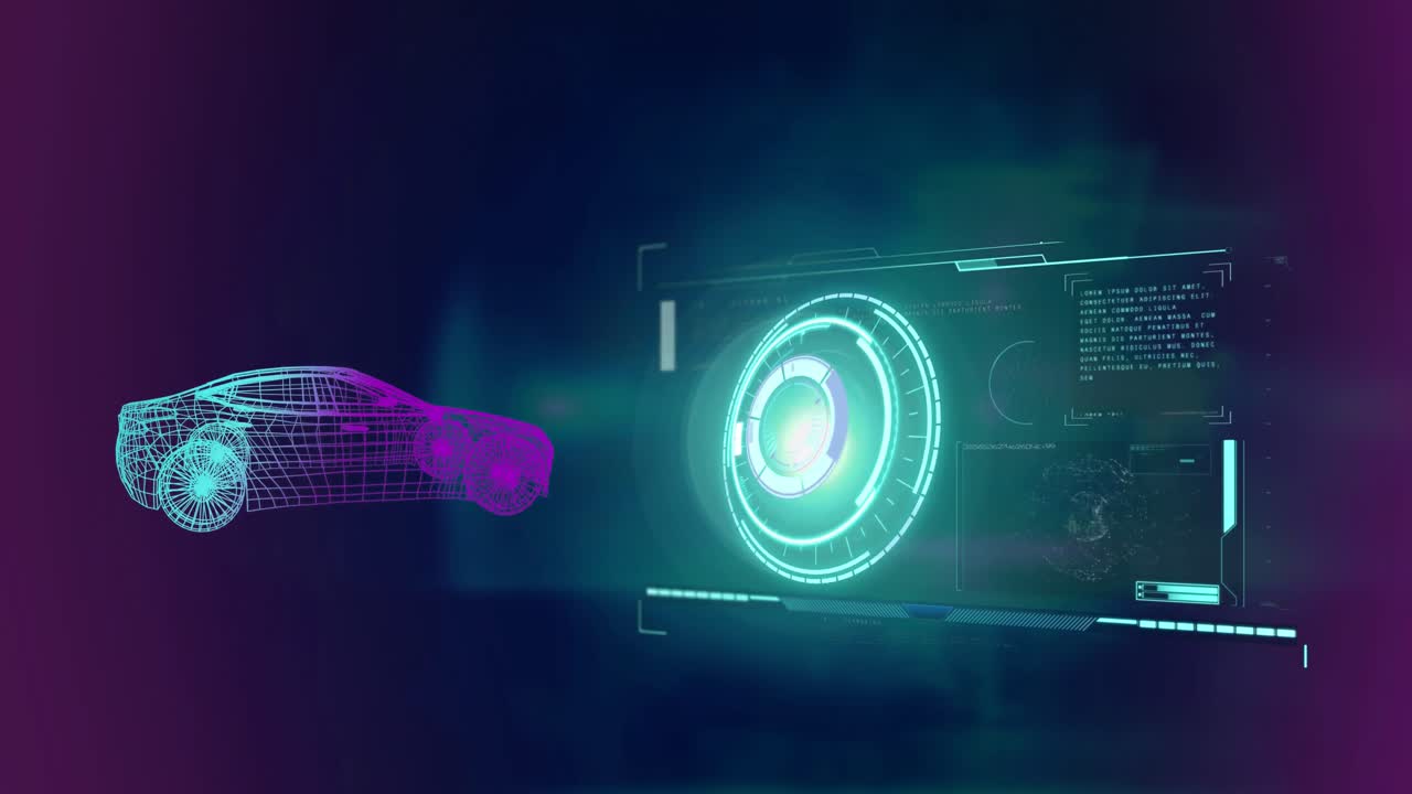 animación de dibujos de automóviles en 3d, escaneo de alcance y procesamiento de datos