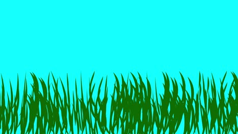 animación de hierba en pantalla azul diseño plano de tecla de croma, elemento de bucle