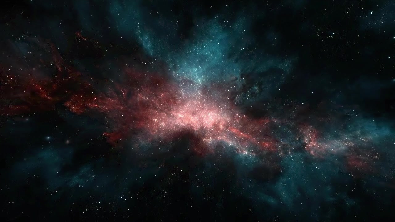 Flying Through a Colorful Nebula in Deep Space