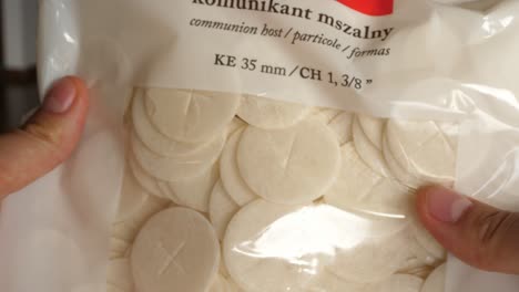 packaging, bag full of communion host communicants