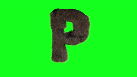 abstract hairy letter p sign. fluffy, furry