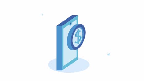 teléfono inteligente con animación de dinero
