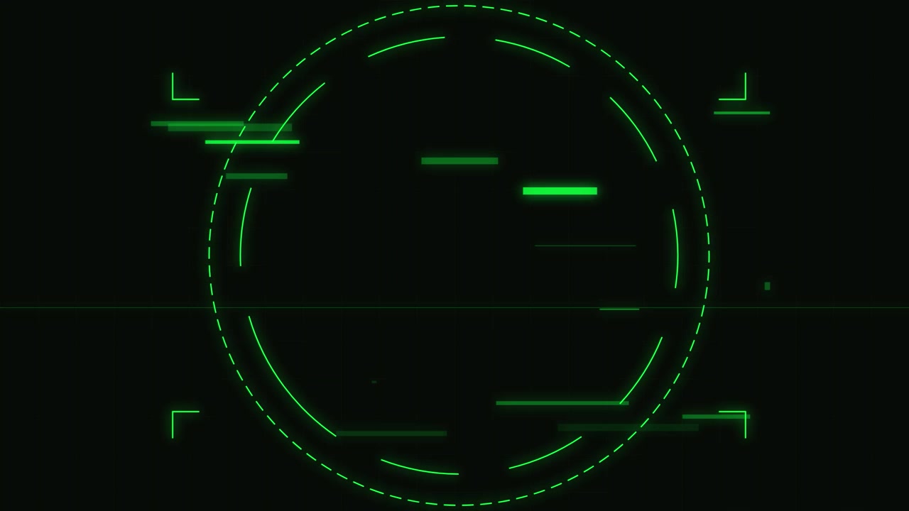 Green Digital HUD Interface with Pulsing Circular Scanner