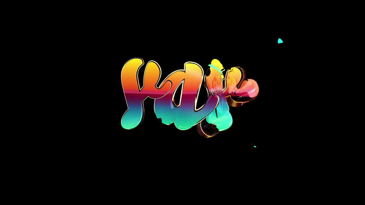 Animated Colorful Brushstroke Text 'Yay' on Black Background