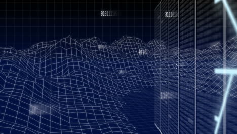 animation of data processing over circuit board and network of connections