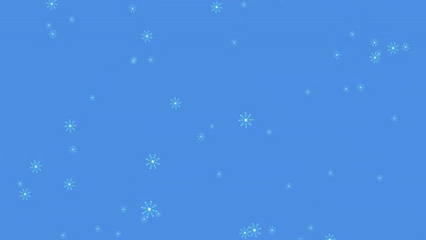 Animation-Von-Schnee,-Der-Auf-Blauen-Hintergrund-Fällt