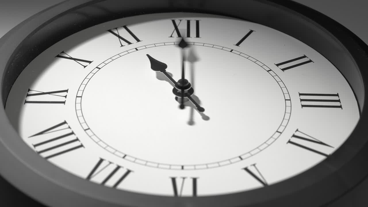 Latin Clock Face in Time Lapse on White Wall