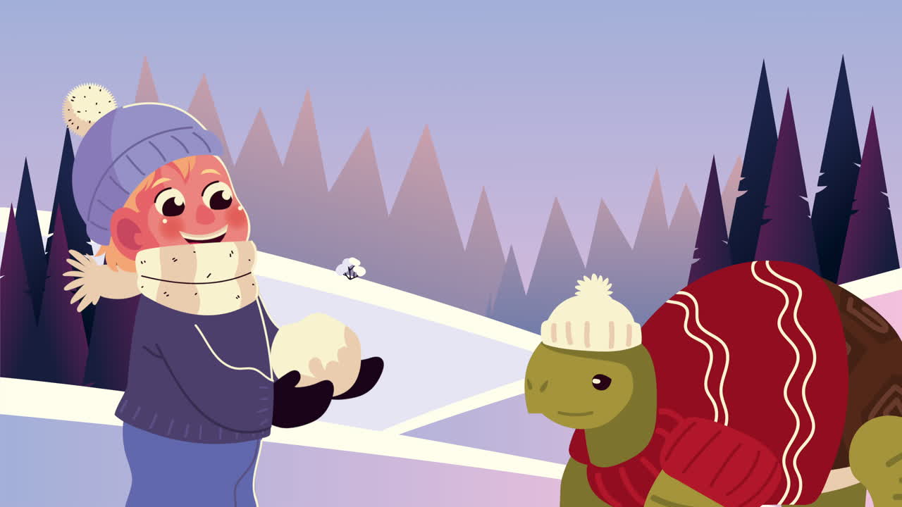 거북이와 함께 놀고 있는 귀여운 작은 소년