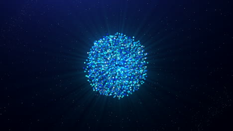 abstract glowing particle sphere in space