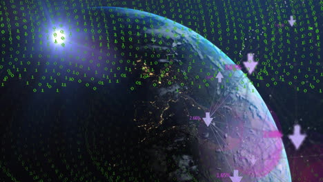 Animation-of-data-processing-and-binary-coding-over-globe