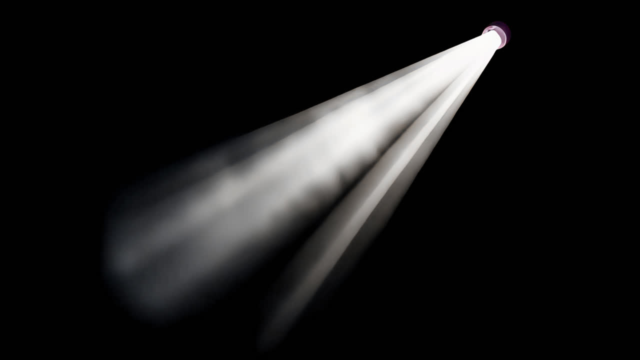 Bright spotlight beam darkness animated overlay, transparent 4K video, alpha channel, ProRes 4444