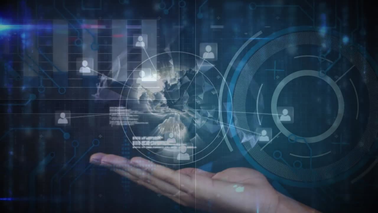 animación del procesamiento de datos en todo el mundo