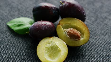 Delicious-juicy-plums-on-napkin