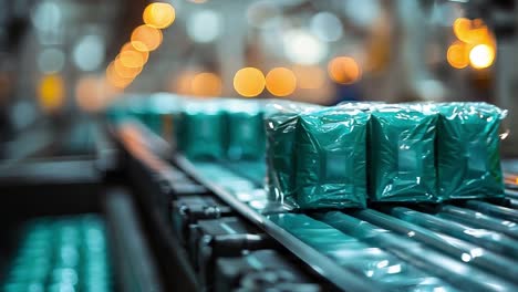 packages on a production line