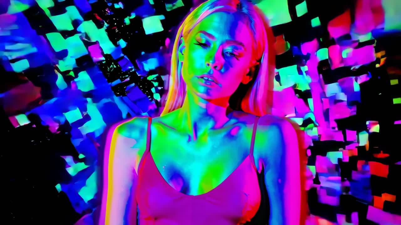Potret Neon Abstrak Seorang Wanita