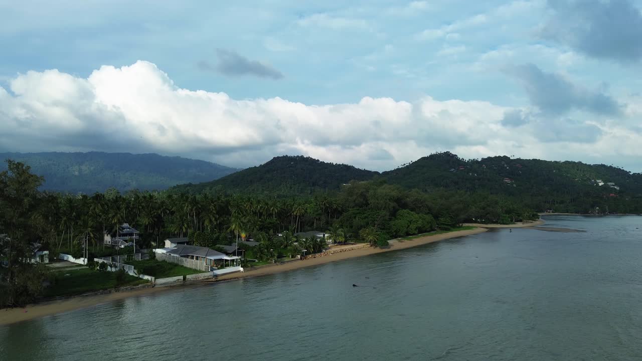 Koh Samui Lamai virgin beach Gulf of Thailand sandy shore coastline, aerial drone view