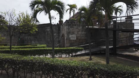 slow establishing shot of the exterior of the historic baluarte del reducto