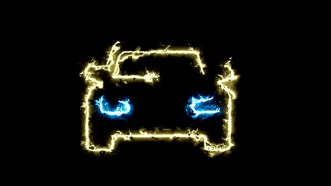 el signo de un automóvil de pasajeros, la silueta en el aura de energía brillante. dos soluciones de color