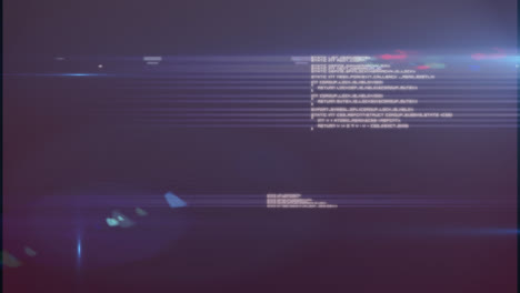 animación del procesamiento de datos y puntos de luz contra fondo azul
