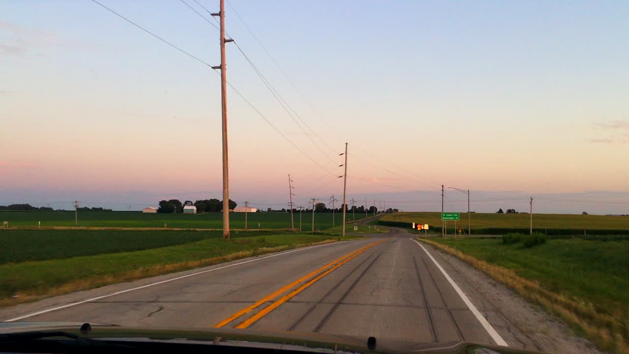 Driving down a country road in Illinois.