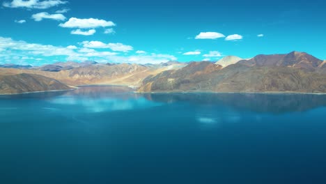 aerial view of pangong tso lake of leh ladakh, india