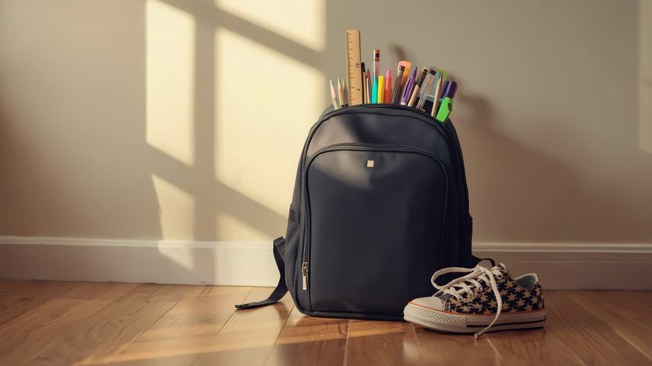 Backpack with School Supplies and Sneaker