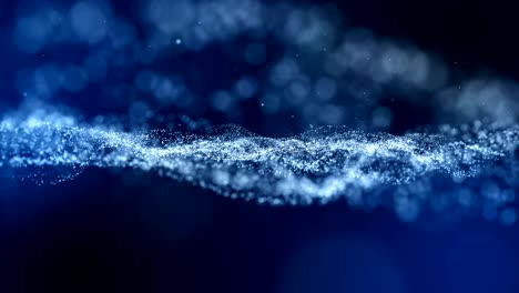 el fondo azul de las partículas de brillo.