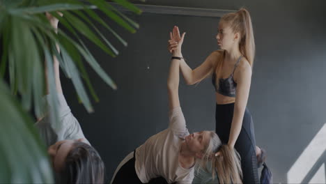 yoga class triangle pose