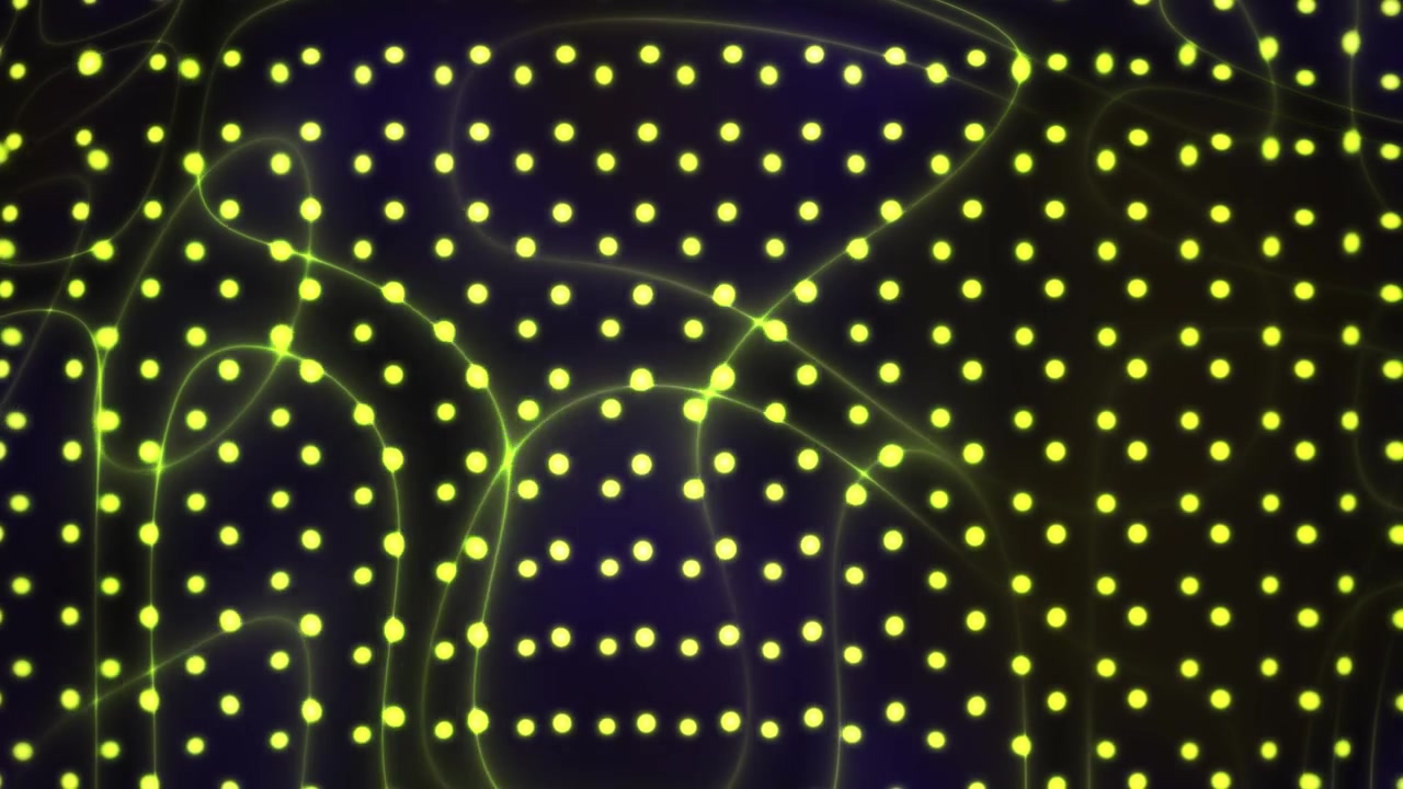 Abstract Motion Background with Glowing Yellow Dots and Neon Green Lines