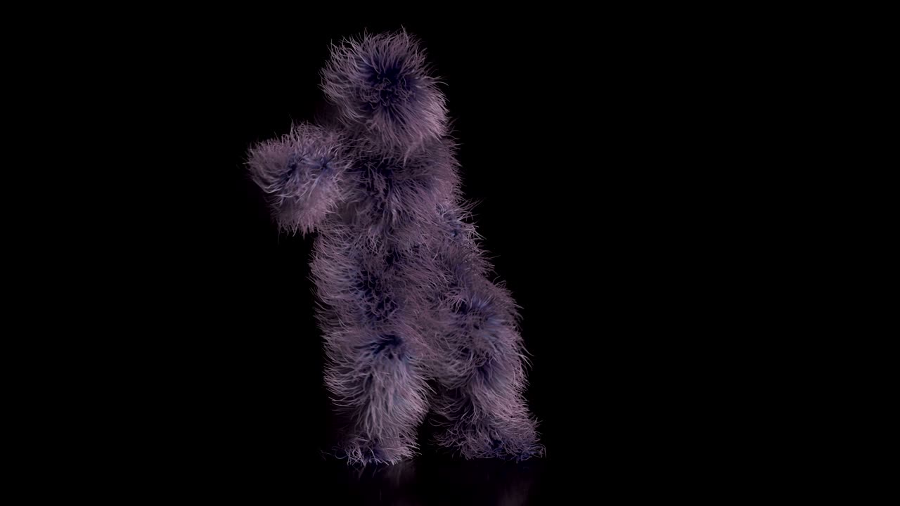 털이 많은 괴물이 승리를 축하하고 있다.