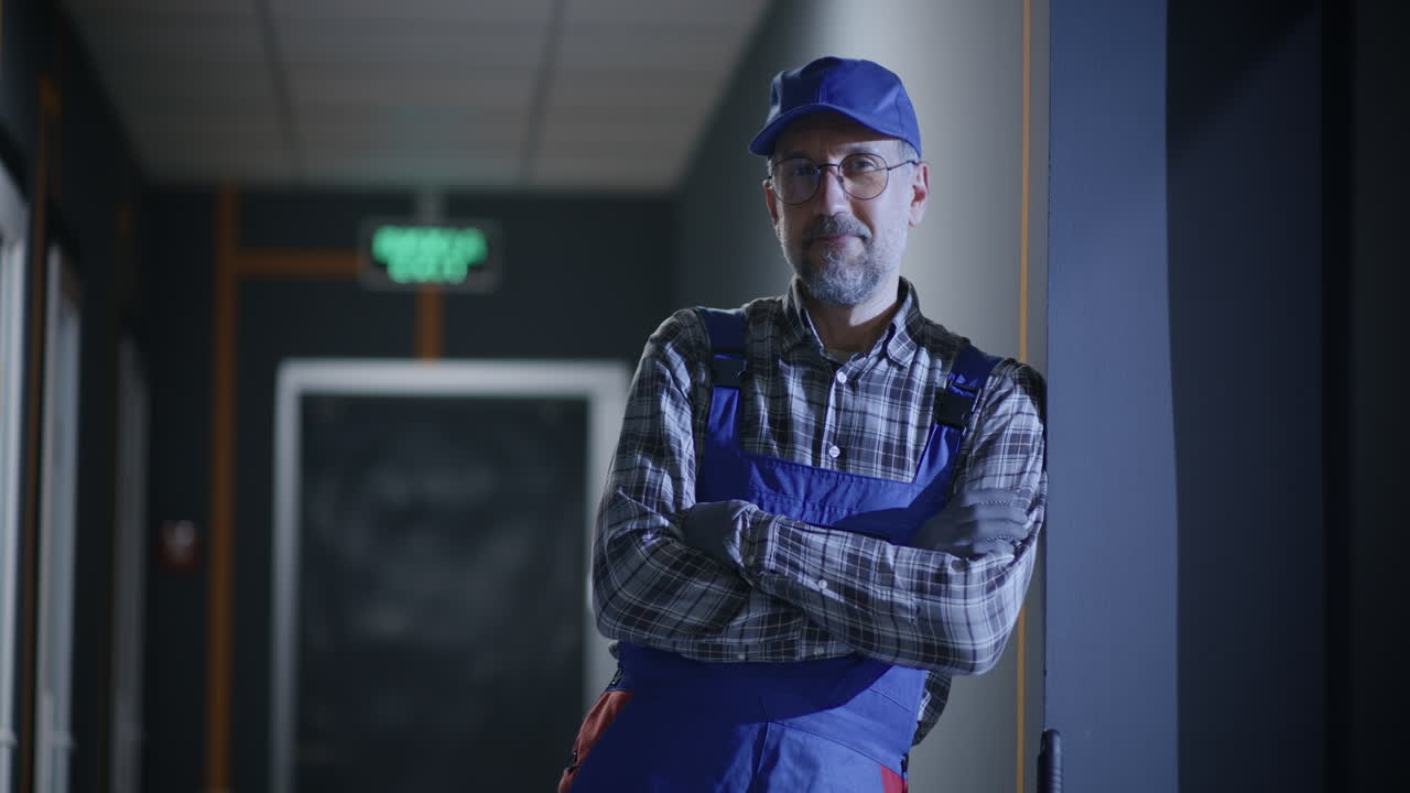 Portrait of a worker in a hallway