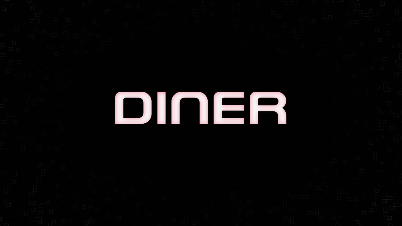 Elektrisk blinkende DINER animeret grafik i hvid, gul og sort