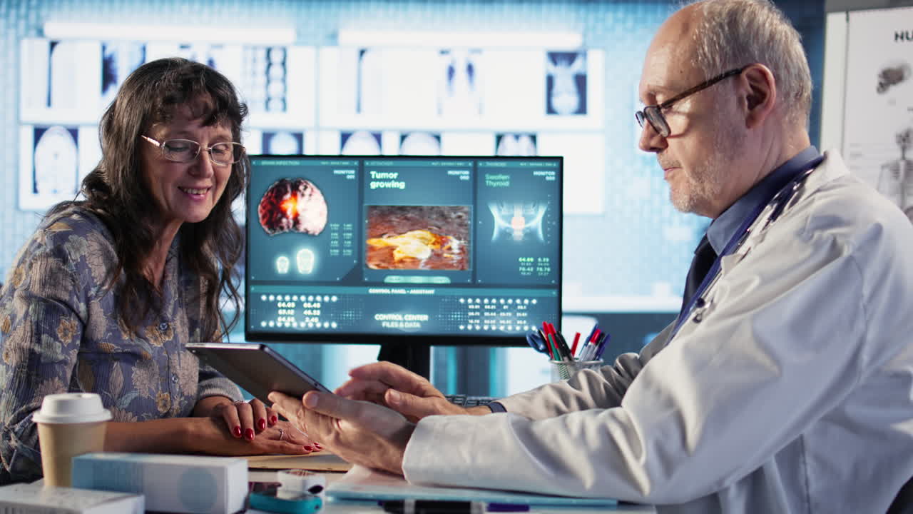 Vertical Video Senior specialist preparing all the pills and supplements for the woman patient