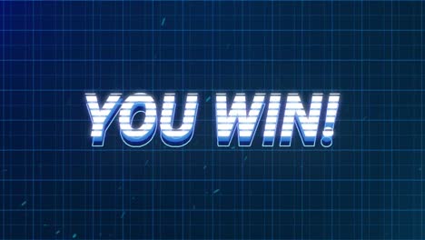 animation vintage video game screen with words you win written
