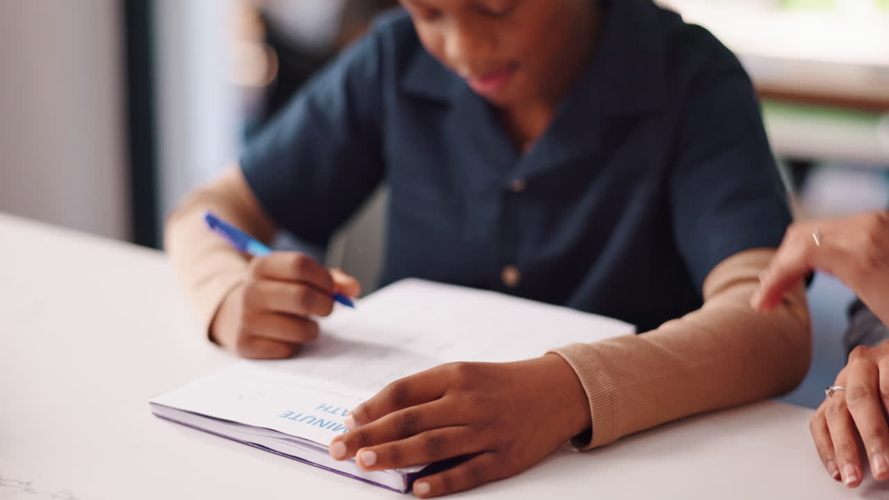 Child learning math with assistance