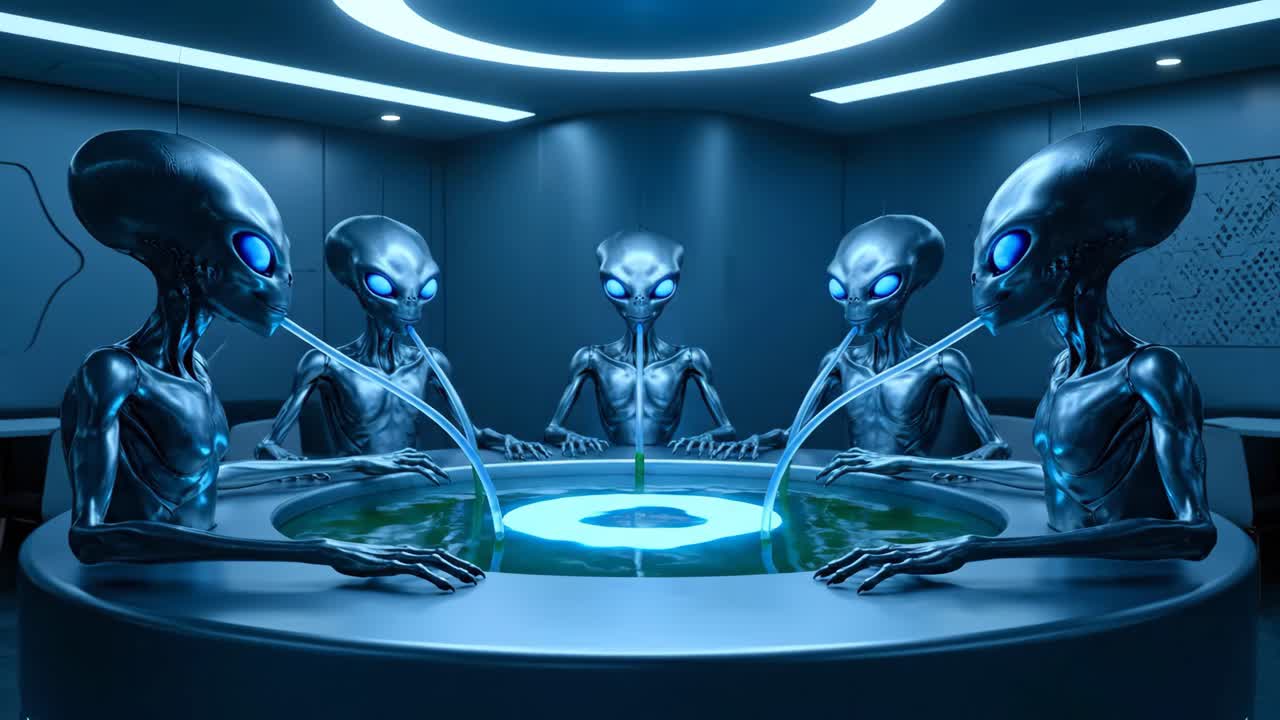Alieni a una riunione futuristica