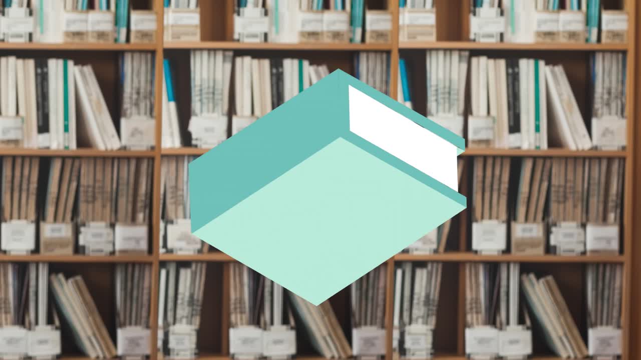 도서관 위에 있는 학교 물건 아이콘의 애니메이션