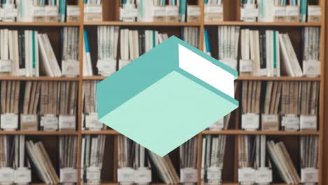 animación de los iconos de los artículos escolares sobre la biblioteca