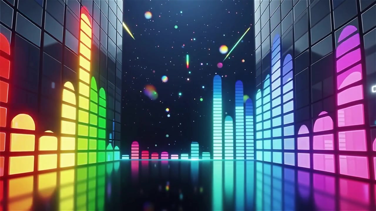 Futuristic Rainbow Neon Music Equalizer Visualizer Background