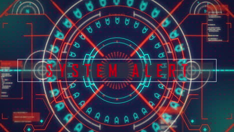 animation of system hacked text, scope scanning and data processing