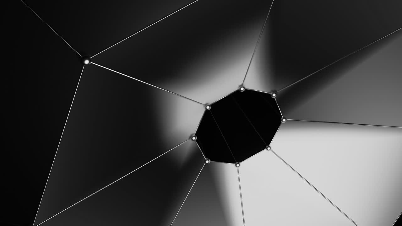 Dynamic Abstract Geometric Animation with Reflective Metallic Polygons