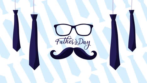 happy fathers day lettering with necktie and mustache