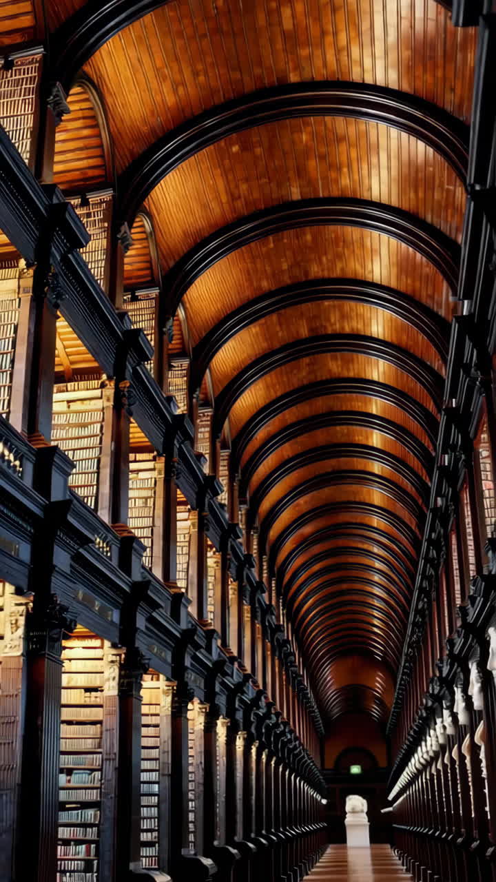 Classical Busts in the Long Room of a Historic Library