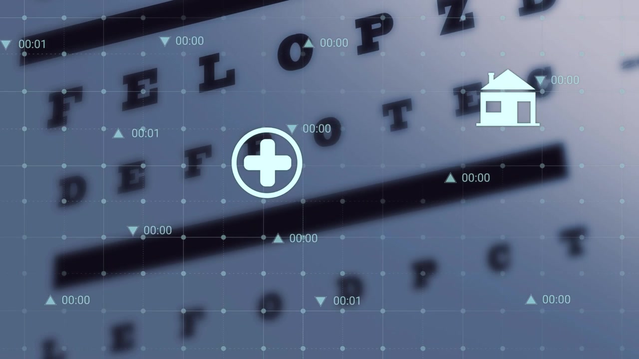 Animation of data processing over icons and letters