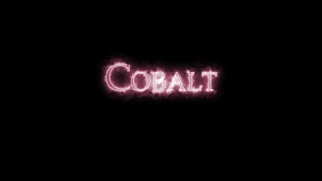 cobalto, elemento químico, escrito con fuego. bucle