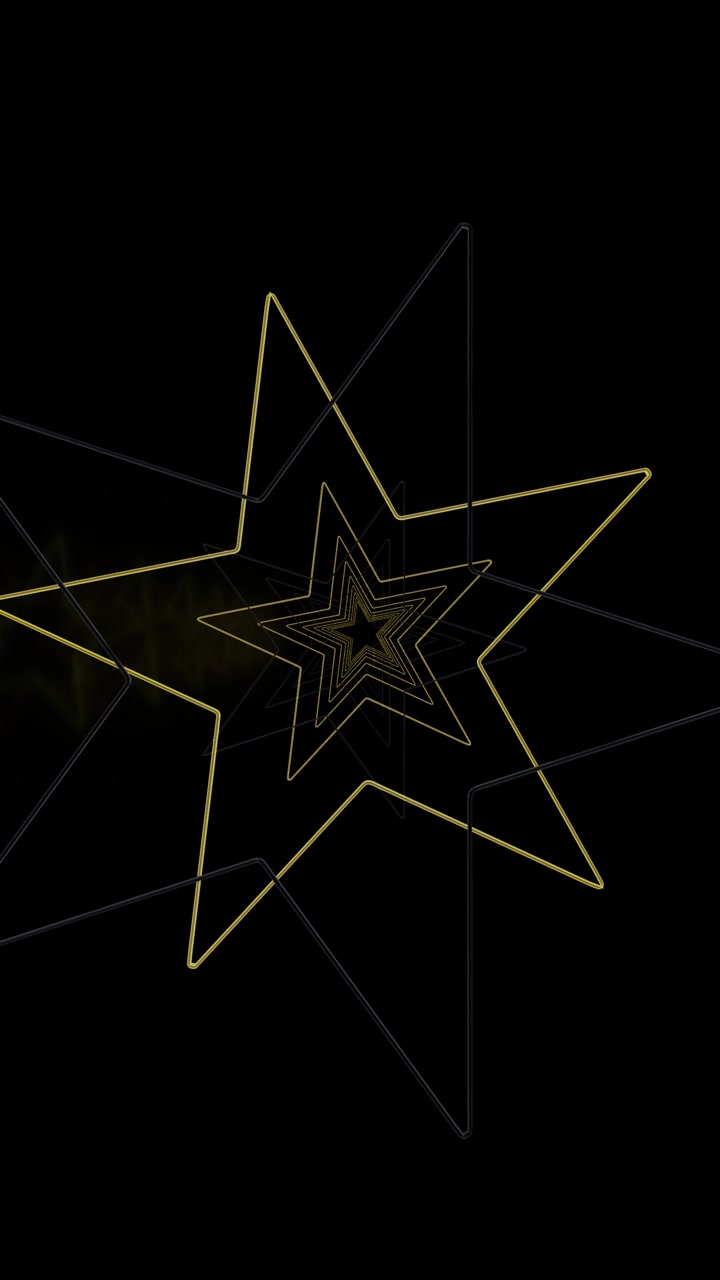 Abstract golden star lines deep tunnel effect black contrast glowing edges modern geometric rhythm